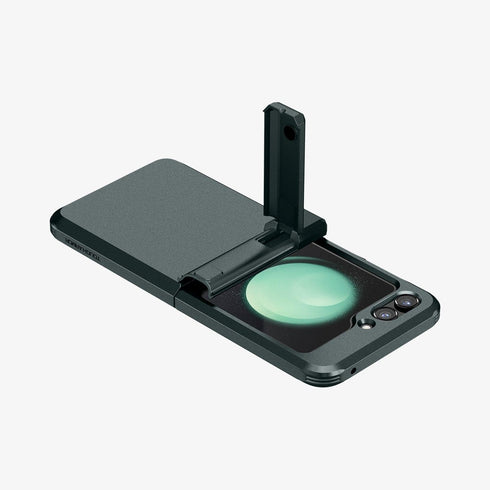 ACS06227 - Galaxy Z Flip 5 Case Tough Armor Pro in black showing the back with phone fully open